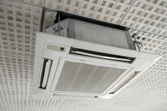 A ceiling-mounted air conditioner hangs in Greenwich, CT.